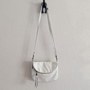 vera pelle genuine leather white crossbody bag purse fringe y2k